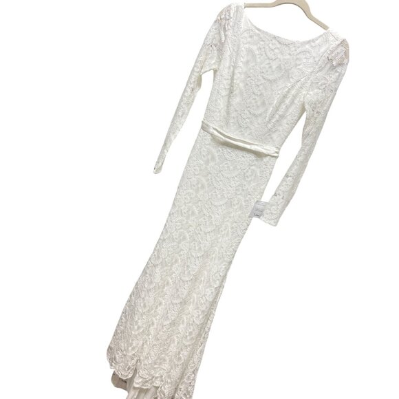 Lulu's NWT Blissful Romantic White Lace Backless Long Formal Gown Dress - Picture 3 of 9